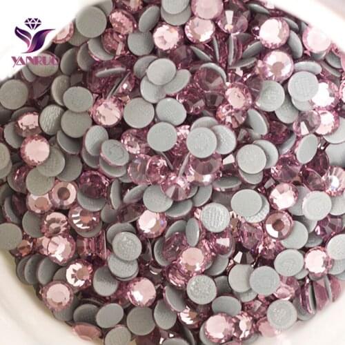 YANRUO 2058HF Light Amethyst Strass Hot Fix Rhinestones Glass Flat Back Adhesive Rhinestone Transfers Crystal wedding Decoration