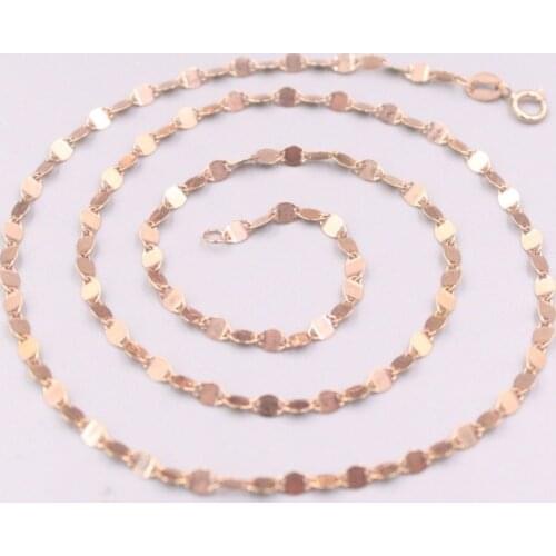 AU750 Pure 18K Rose Gold Chain 2.8mm Wide Tile Link Necklace 3g / 18inch For Women Lucky Gift
