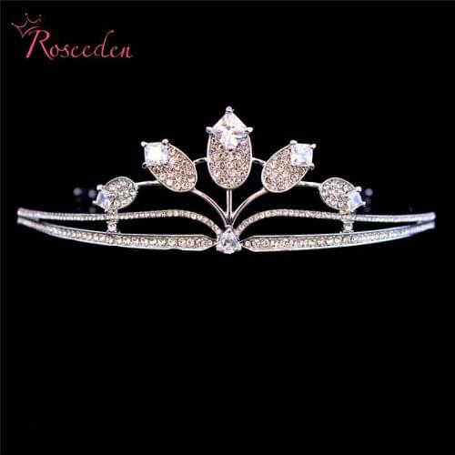 Fashion CZ Women Wedding Tiaras Crown Floral Bride Sparking Zircon Headdress Hot Selling Bride Headpiece RE3089