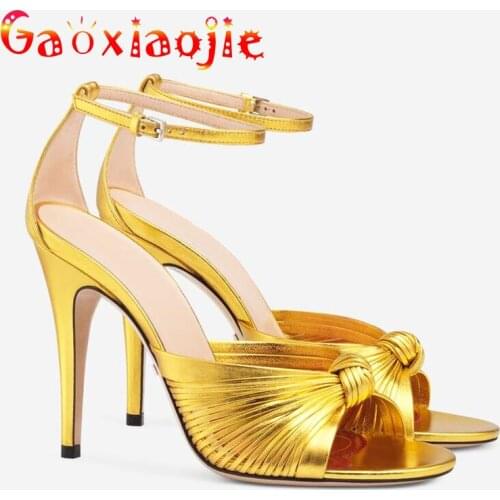 2021 Summer New Women Cover Heel Sandals Sexy Ribbon Woven Party Stilettos Pure Colour Buckle Strap Office 10CM High Heel Shoes