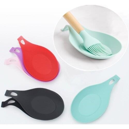 1PC Silicone Heat Resistant Spoon Shelf Rest Utensil Spatula Holder Gadget Kitchen Storage Tool Scoop Bracket Stand