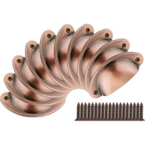 10Pcs Traditional Bin Cup Drawer Pull Retro Iron Kitchen Drawer Cabinet Door Handle Furniture Knobs Handware Shell Pull Handles