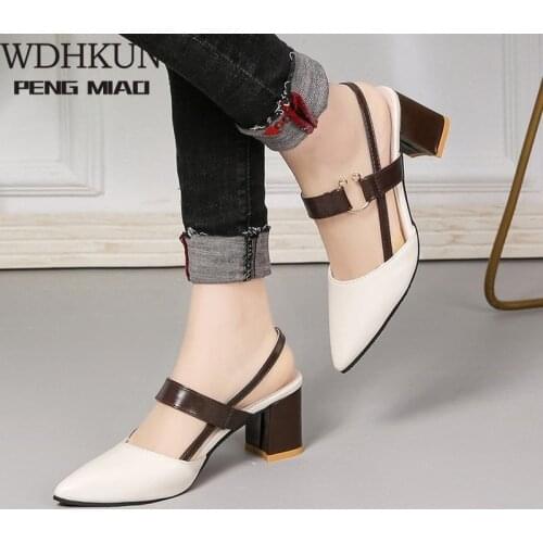 2020 Sandals Hollow Coarse Sandals High-heeled Shallow Mouth Pointed Pumps Female Sexy High Heels Large Fashion Woman Shoes