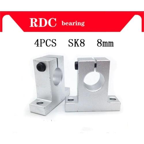 4 pcs/lot Free Shipping High quality SK8 8mm linear bearing rail shaft support XYZ Table CNC Router SH8A for 3D printer sliding