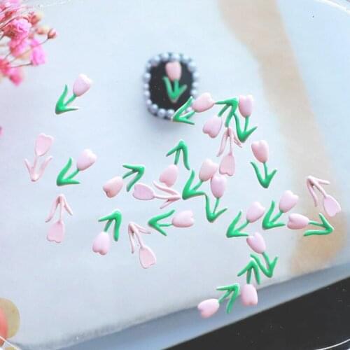 10pcs/bag Korea Japan New 3D Nail Art Parts Metal Kawaii Pink Flower Nail Accessories DIY Charm Material Nail Deco Suppliess