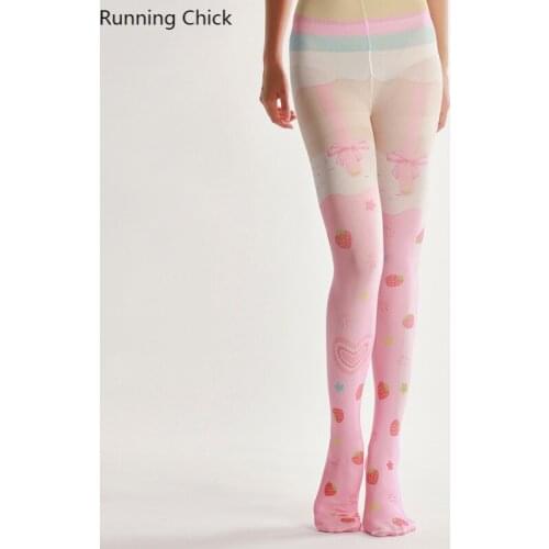 Strawberry Bow Digital Printing Pantyhose, Transparent Colorful Socks Lot Medium Intamants Sleep Wear Padding