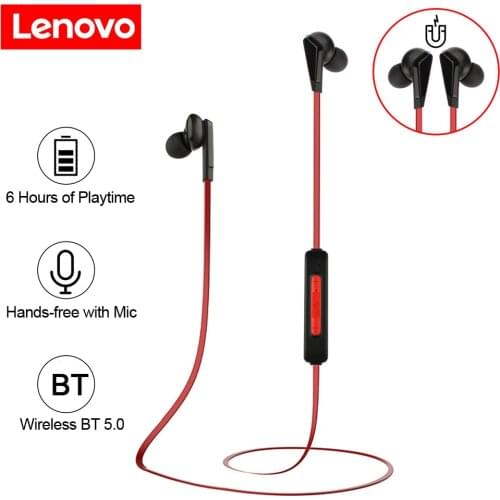 Lenovo HE01 Bluetooth 5.0 Neckband Wireless Earphones Stereo Sports Magnetic Bluetooth Headset Sports Running Waterproof Headset