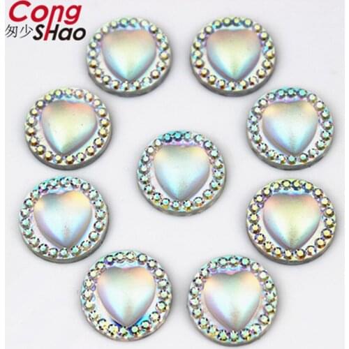 CongShao 100PCS 12mm Round Heart FlatBack stones and crystal Resin rhinestone applique Gems For DIY Costume jewelry Crafts 8Y791