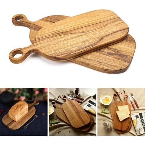 P15D Wood Cutting Board with Handle Serving Tray Cheese Bread Sandwich Plate Kitchen Chopping Blocks Tool