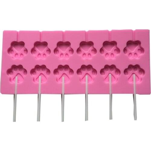DIY Cat Claw Shape 3D Silicone Lollipop Mold Candy Chocolate Gummy Fondant Mould Puppy Dog Paw Soap Bakeware Baking Tools