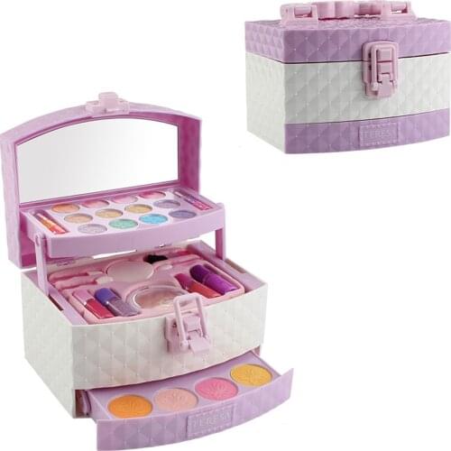 Girl Princess Makeup Toys Dressing Beauty Set Cosmetic Suitcase Wardrobe Safe Easy Clean Makeup Set For Dress Children Gifts