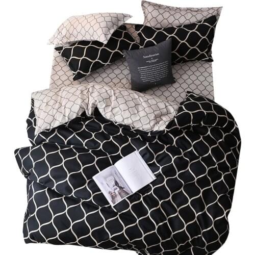 Brief Modern Solid Printed Duvet Cover sets High Quality Home Bedding set 2/3/4pcs Black White Marble Quilt Covers 200x200cm