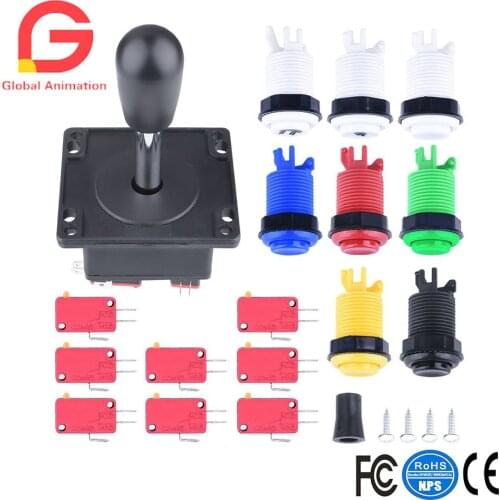 Arcade Parts Bundles Kit,Longruner Arcade Accessories Kit with 1 Joystick,8 Push Buttons (1P/2P buttons&6pcs Buttons) for Arcade
