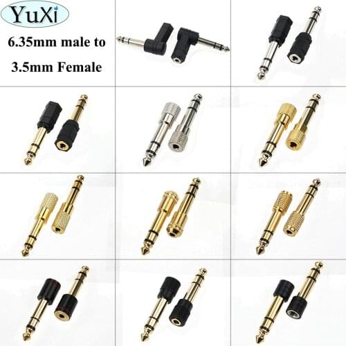 YuXi Jack RCA 3.5 Female to 6.35mm Male Connector Headphone Audio Adapter Microphone Converter Audio AUX Male Jack Plug Adapter