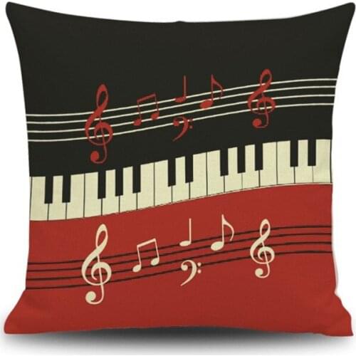 Music Letters notes piano black white pattern Pillow case Cushion Cover Car chair office Home hotel coffee shop Decoration gift