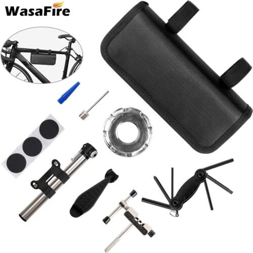 Bicycle Repair Tools Kit Chain Cutter MTB Air Pump Tire Lever Spoke Wrench Hexagon Socket Multifunctional Bike Maintenance Tool