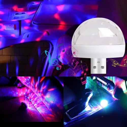 2021 New Mobile Car Usb Mini Crystal Magic Ball Rotating Colorful Atmosphere Sky Stage Light Voice Controlled Led Dj Light