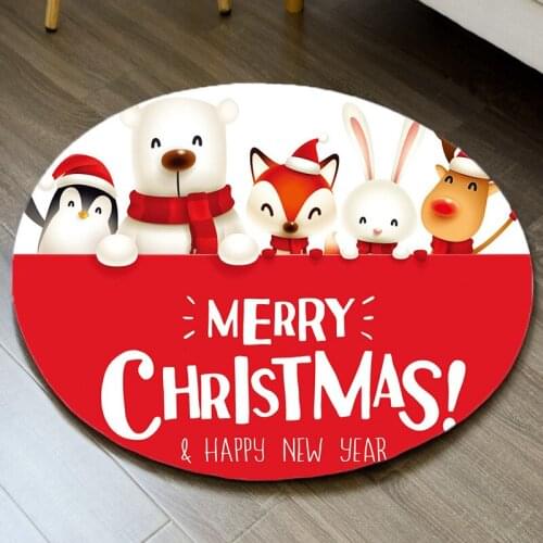 2021 New Christmas Round Non-slip Sofa Carpet Floor Mats Nordic Style Cartoon Home Bedroom Living Room Table Mat Bathroom Mat