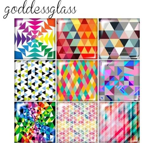 New Geometric patterns Gradient Reflective 12mm/20mm/25mm/30mm Square photo glass cabochon demo flat back Making findings FB0004