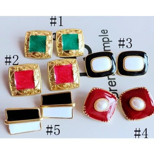 New Sweet Fahion Cute Enamel Mixed Color Geometric Alloy Clip Elegant Earring