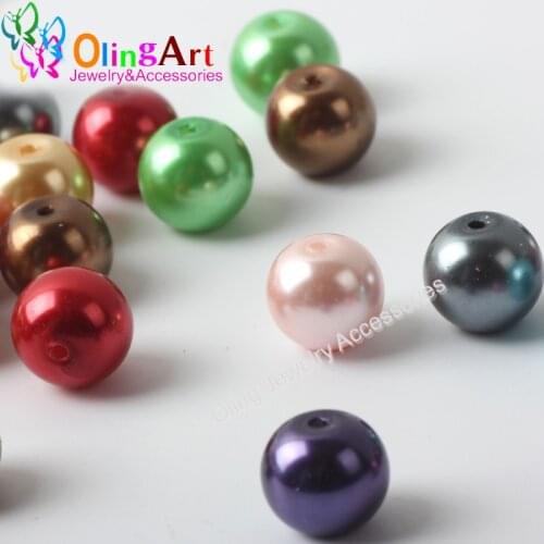 OlingArt 10MM 30PCS mixed multicolor round glass pearls beads DIY earrings Bracelet pearl bead choker necklace jewelry making