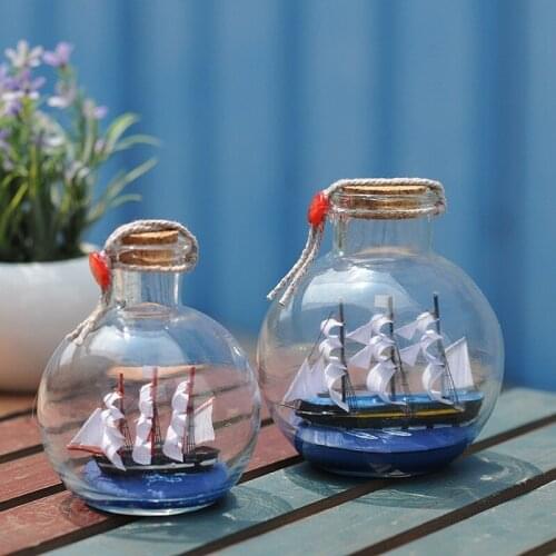 Plain Sailing Drift Bottle Wishing Bottle Handmade Glass Sailboat Home Decoration Accessories for Living Room Glass Decoration