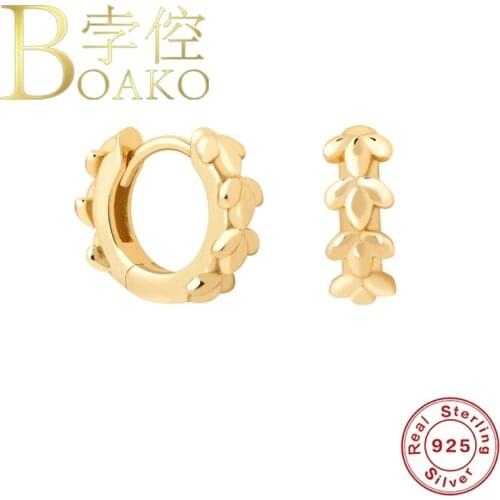 BOAKO Simple Gold Earrings For Women 925 Silver Earrings Fashionable Hoop Earring Jewelry Pendientes Brincos Aretes For Girls