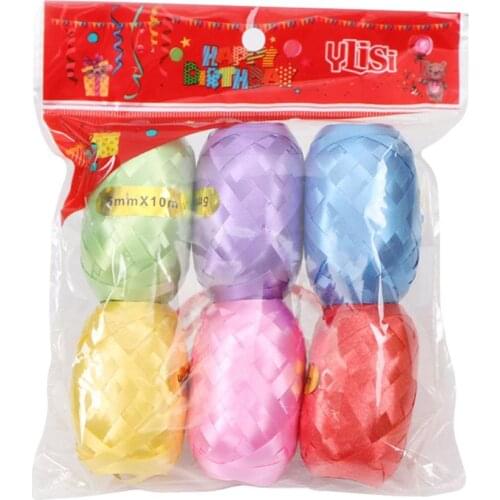 Pvc 10mx5mm Wedding Party Ribbon Bright Color Holiday Decoration Balloon Ribbon