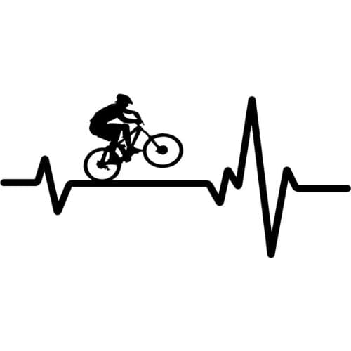 Mountain Bike Helmet Heartbeat Sticker High Quality Fashion Car Decoration Personality Pvc Decal Black/white, 17cm*8cm