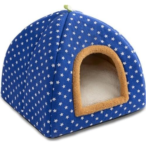 Foldable Fabric Pet Dog Cat Bed Soft Stars Pattern Cat Pet Cat House Warm Sleeping Nest For Cat Washable Cute Pet Supplies