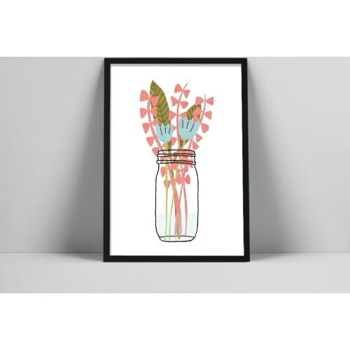 Modern Botanical Print, Nature Art, Mid Century Wall Art, Scandinavian Art, Botanical Print, Pink Art, Plant Print