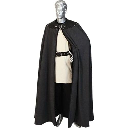 Medieval Cape Cloak Warrior Knight Costume Gothic Punk Larp Paladin Maxi Floor Adult Halloween Vampire Death Robe Outfit For Men