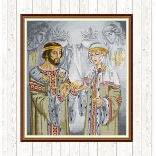 Wedding Painting Print on Canvas 14CT 11CT Fabric Counted Cross Stitch Threads Embroidery Kit DMC DIY for Needlework Home Decor