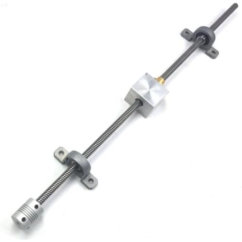 T8 Lead Screw Kit, 300mm Length 8mm Dia Horizontal 8mm Lead Screw Rod & Pillow Block Mounted Bearing for 3D Printer Set of 6