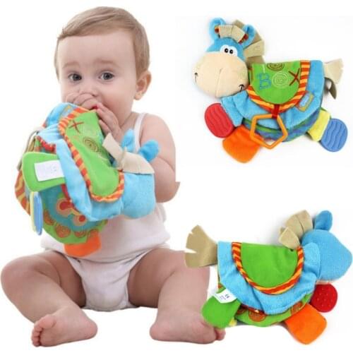 TOP Newborn Baby Rattles Teether Toys early Cloth Gift Cute Toys Book Donkey Christmas Toddlers Animal For Education Learning