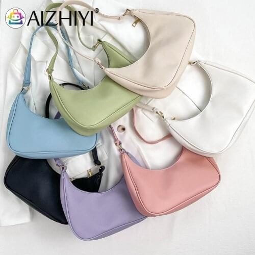 Vintage Women PU Leather Hobos Shoulder Underarm Bag Casual Ladies Solid Color Small Handbags Purse