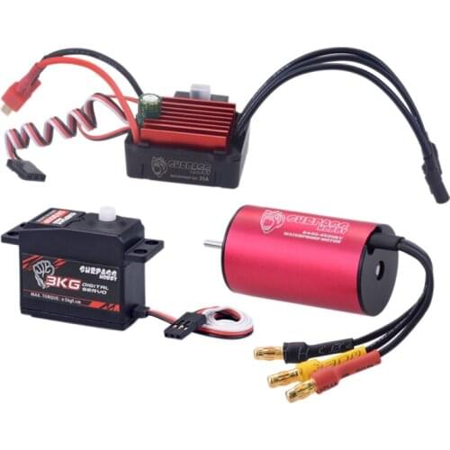 SURPASS HOBBY Waterproof Combo 2440 4600KV Brushless Motor with 35A ESC + S0300P 3KG Servo for 1/16 1/18 RC Car Truck