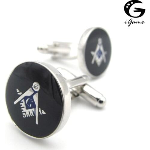 IGame New Arrival Freemasons Cuff Links Black Color Round Design Quality Brass Material Men Cufflinks Free Shipping
