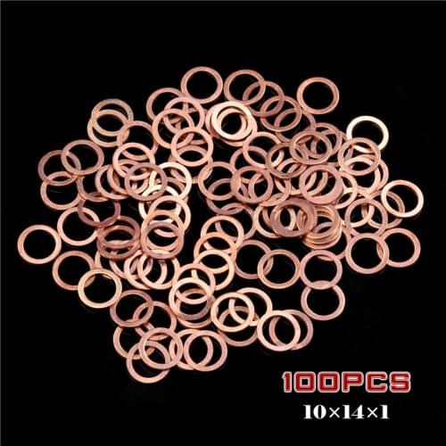 ZENHOSIT 100Pcs 10*14*1MM Copper Sealing Washer Solid Gasket Sump Plug Oil For Boat Crush Washer Flat Seal Ring Accessories