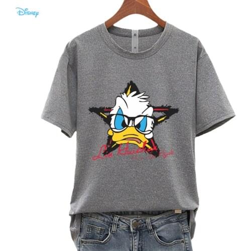 Disney Cartoon Star with Donald Duck Summer Tshirt Women 2021 Short Sleeve Streetwear Oversized T Shirt Ladies 18 Colors Y2k Top