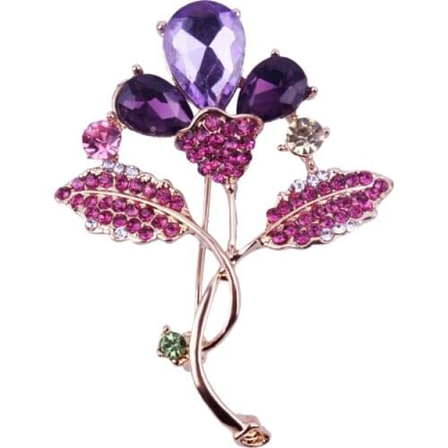 Bohemia Style Vintage Flower Brooches For Women Fashion Pins Gold Color Crystal Brooch Classic Club Factory Jewelry Wholesale