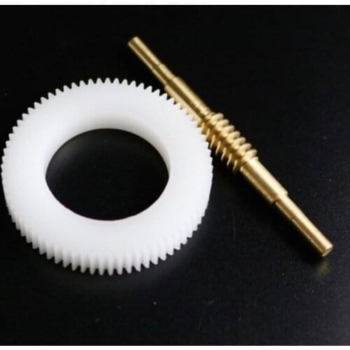 0.5 Mold 71Teeths 1:71 Nylon Worm Gear +Copper Worm Rod Diy Toy Parts--Gear Inner Hole:21.8mm