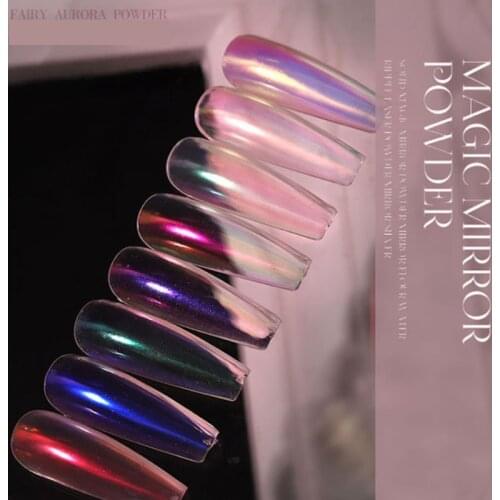 1PCS Solid Aurora Nail Powder Chrome Mirror Pigment Nail Art Decorations Mermaid Mirror Powder Magic Mirror Powder Set