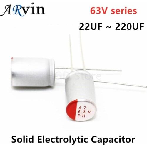 10Pcs DIP Solid Electrolytic Capacitor 63V 22UF 33UF 47UF 100UF 220UF