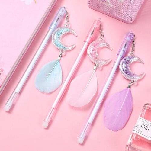 20pcs Creative Fairy Moon Pendant Gel Pen Student Pendant Couple Black Pen Office 0.38mm Signature Pen