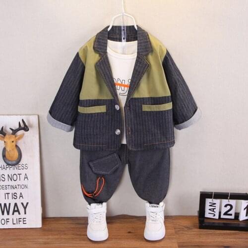 Baby Boys Clothes Sets Spring Autumn New Kids Fashion Cotton Casual Coats+Shirts+Pants 3pcs for Children Boys Fashion Suit