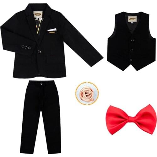 Flower Boys Formal Blazer Suit Kids Blazer Vest Pants 3pcs Wedding Clothing Set Children Prom Costume Dress Groom Mariage Garcon