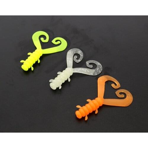 30pcs 4cm fishing bait lure double tails soft grub lure fish worm lure