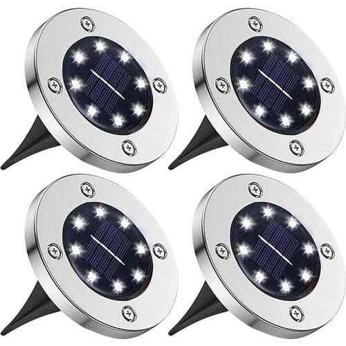 4pcs Solar Ground Light Outdoor Solar Powered Lamp LED Ground Lights Waterproof Garden Landscape Lamp for Yard Driveway Lawn