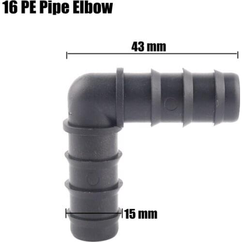 50pcs 16 PE Pipe Elbow Connector Garden Hose Equal Elbow Garden Micro Irrigation System Soft Pipe Fittings